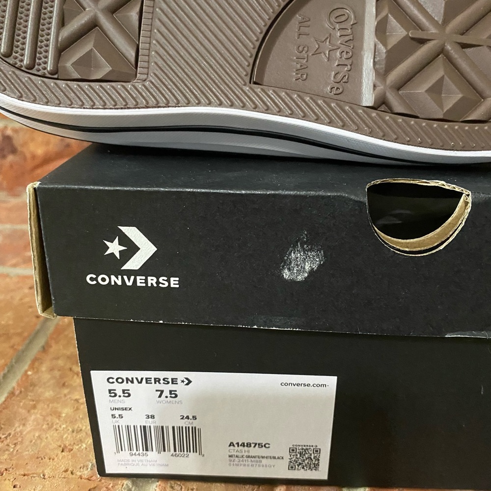 Converse Silver High Top Sneakers with White Soles - Picture 6 of 6